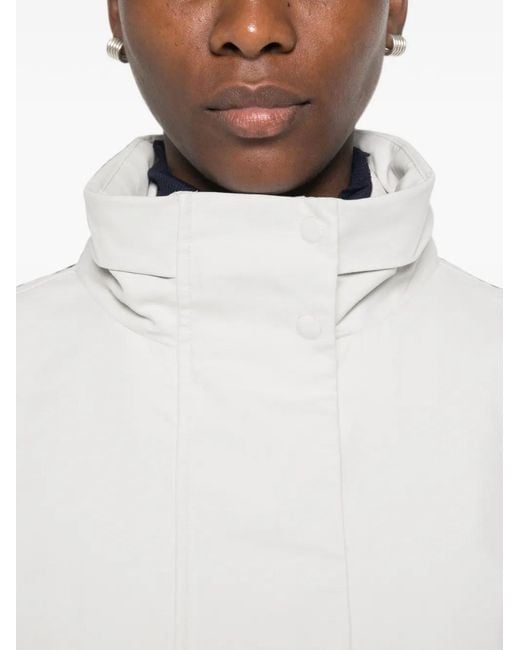 Emporio Armani White High-Neck Bomber Jacket