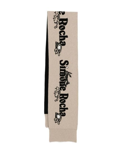 Simone Rocha White Logo-Printed Scarf