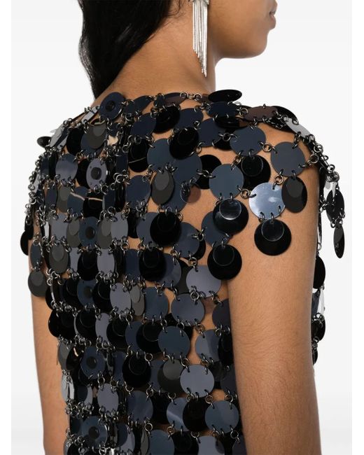 Rabanne Black Sequinned Chainmail Minidress
