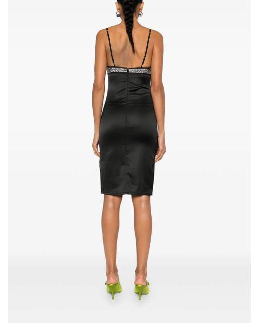 Oseree Black Crystal-Embellished Tube Dress