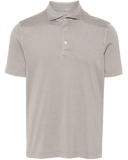 Fedeli Gray Cutaway-collar Polo Shirt for men