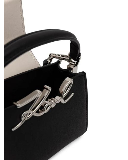 Karl Lagerfeld Black Karl Signature Logo-Plaque Mini Shoulder Bag