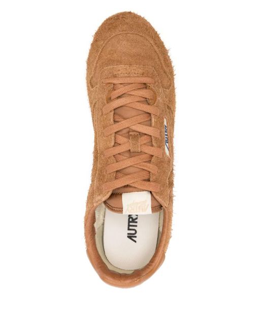 Autry Brown Textured Suede Sneakers With Leather Accents for men