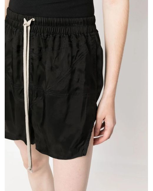 Rick Owens Black Drawstring Satin Shorts