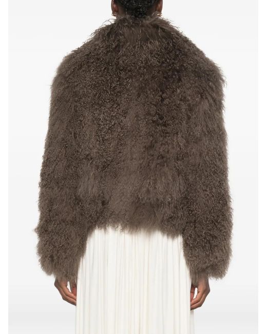 Martha Louis Brown Shearling-Effect Jacket