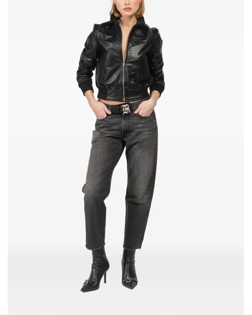 R13 Black Ring-Detail Pointed Boots