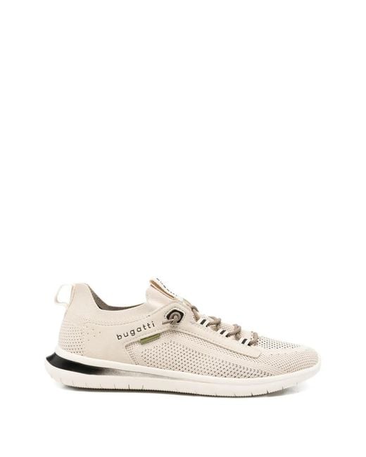 Bugatti White Perforated Panel-Detail Sneakers for men