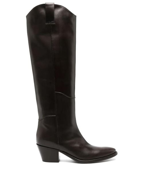 P.A.R.O.S.H. Black 65Mm Knee-High Leather Boots