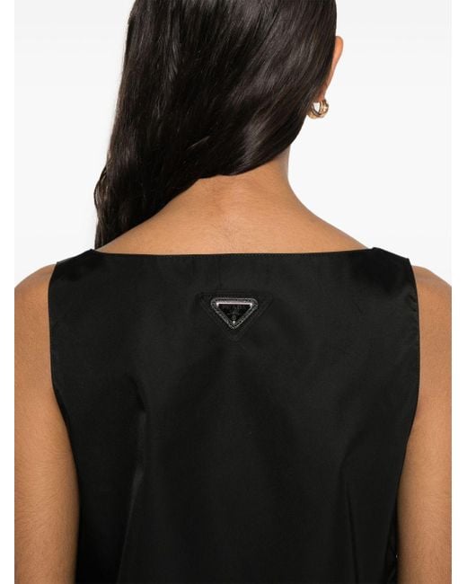 Prada Black Triangle-Logo Mini Dress