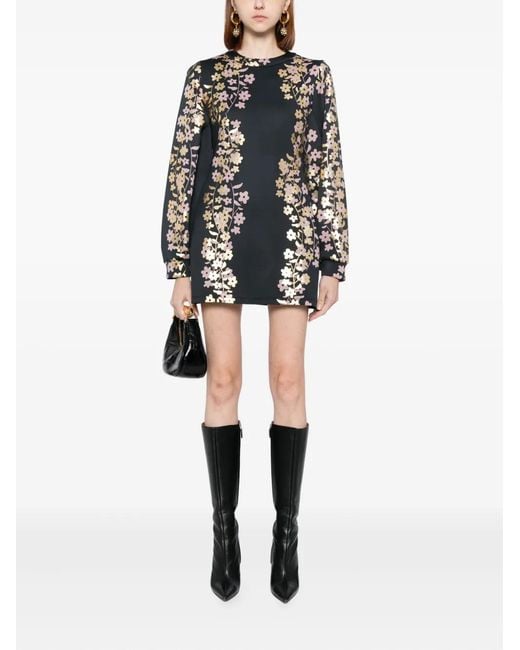 Cynthia Rowley Black Floral-Print Mini Dress