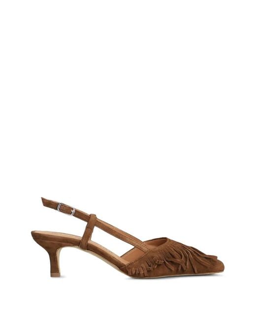 GISÉL MOIRÉ Brown Vilma Fringe-Trim Slingback Pumps