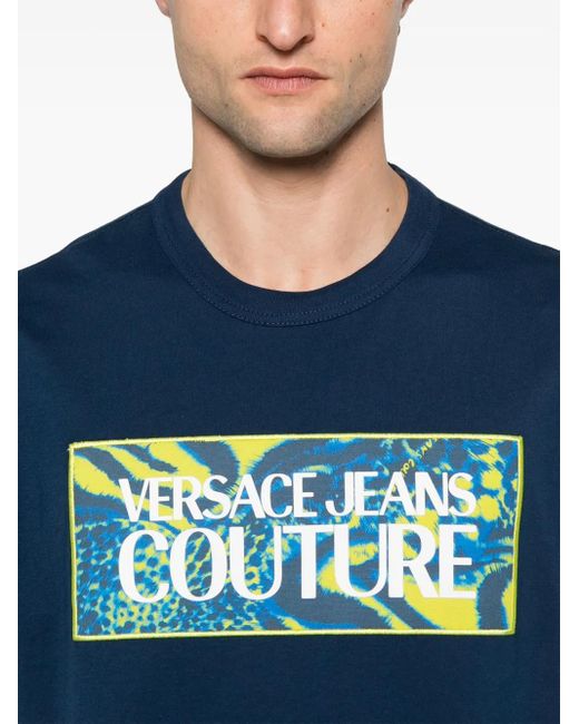 メンズ Versace Jeans Couture ロゴ Tシャツ Blue