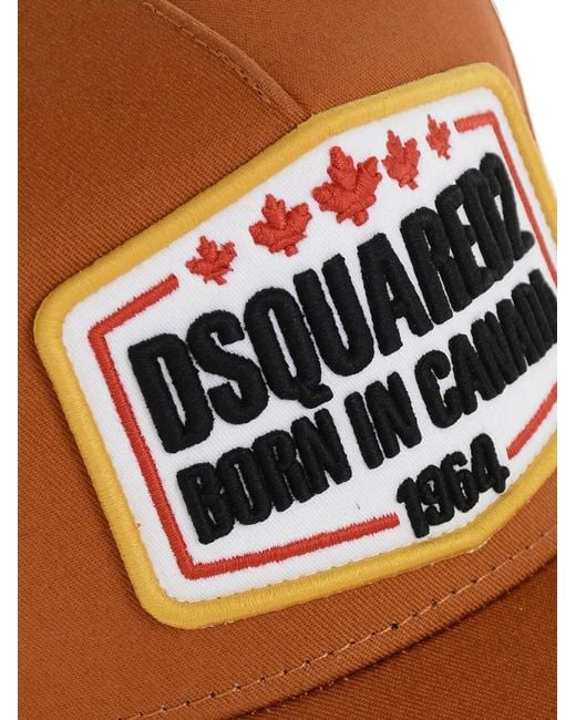 DSquared² Brown Casquette Brodée À Effet Usé for men