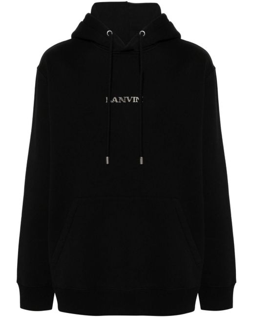 Lanvin Hoodie Met Geborduurd Logo in het Black voor heren