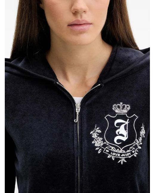 Juicy Couture Black Zip-Fastening Embroidered-Detail Hoodie