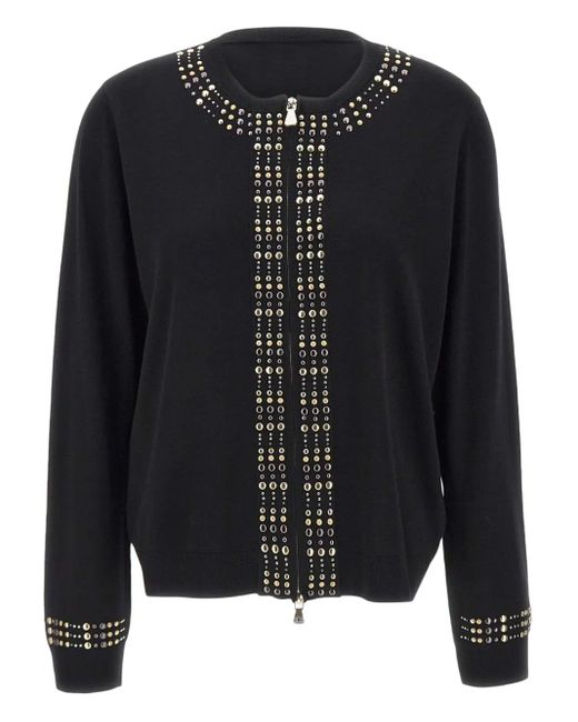 Elena Miro Black Studded Zip Cardigan