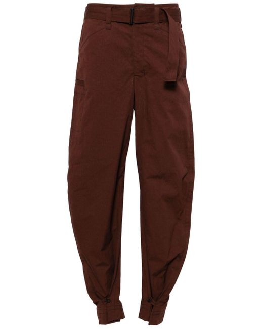 Lemaire Tapered-leg Cotton Trousers Brown