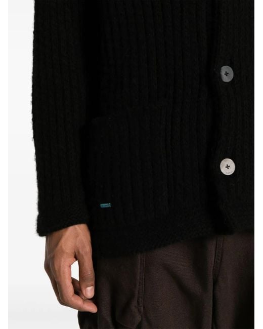 Alanui Black Finest Ribbed Cardigan for men