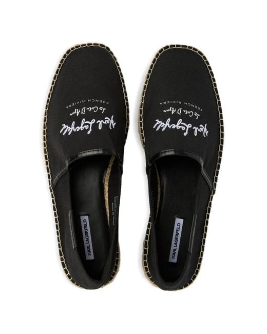 Karl Lagerfeld Black Kamino Riviera Embroidery Espadrilles for men