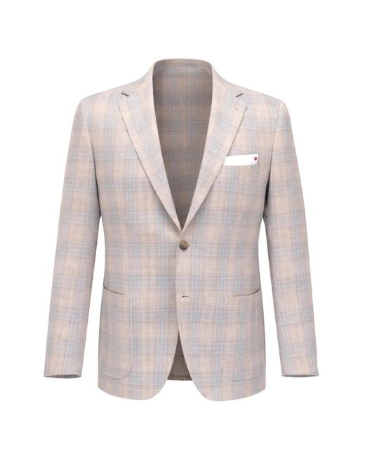 Kiton White Plaid Blazer for men
