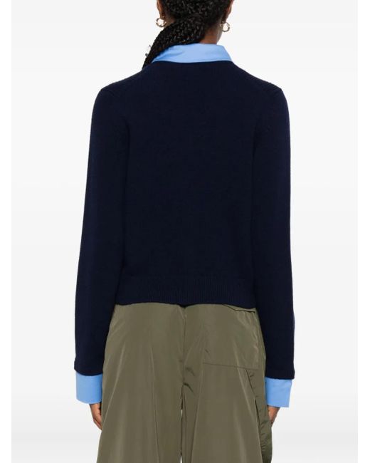 Maje Blue Patch-Pockets Button-Up Cardigan