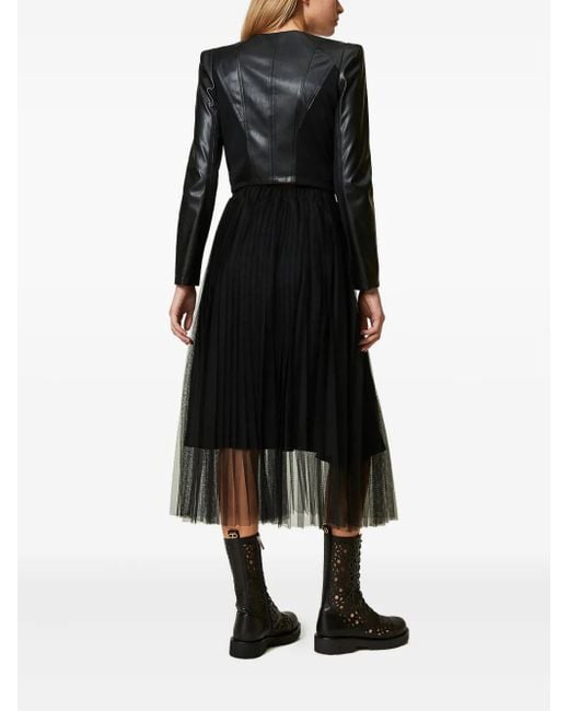 Jupe Mi-Longue À Design Plissé Twinset en coloris Black