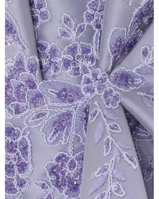 Rami Al Ali Purple Embroidered Strapless Tubino Maxi Dress