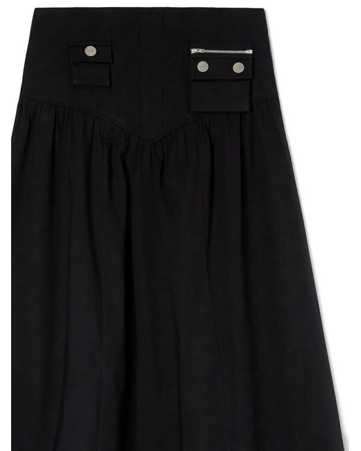 Ganni Black Pocket-Detail Skirt