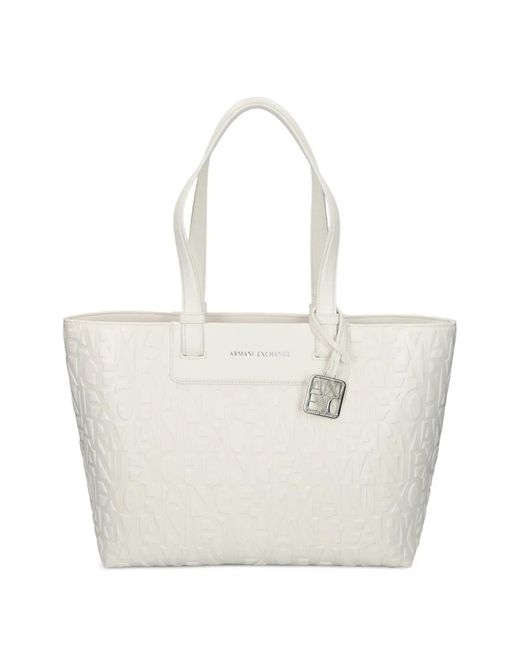 ARMANI EXCHANGE White Sac Cabas À Logo Embossé
