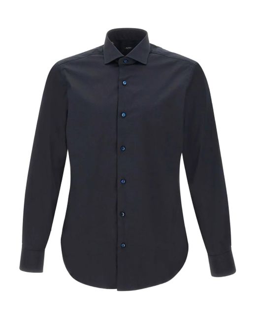 Camisa de manga larga Barba Napoli de hombre de color Blue