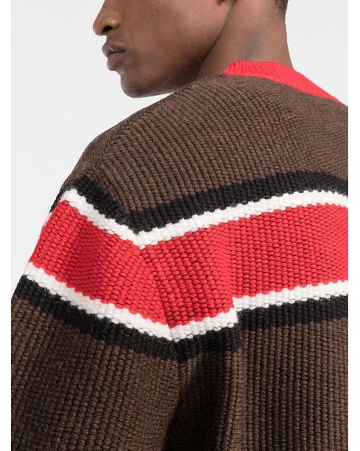 DSquared² Red Jacquard Logo Striped Jumper for men