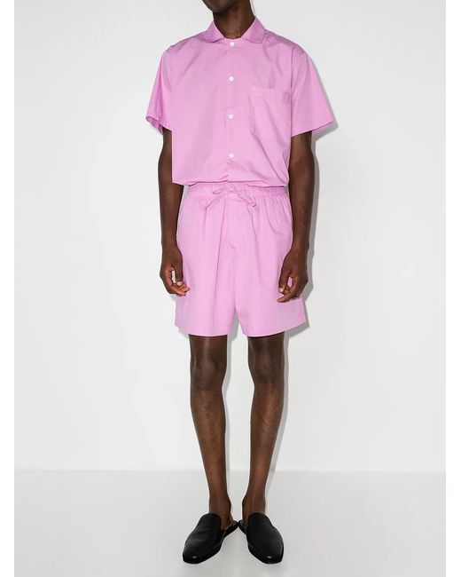 Tekla Pink High-Waist Drawstring Poplin Shorts for men