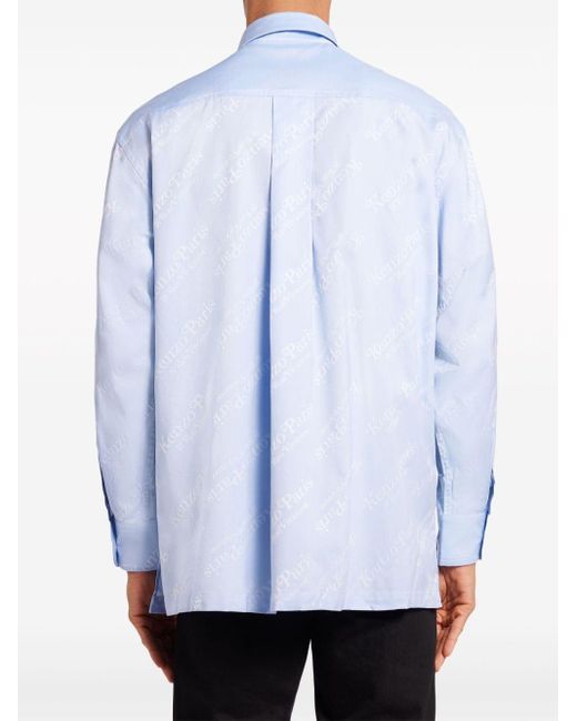Chemise en coton à logo imprimé KENZO pour homme en coloris Blue