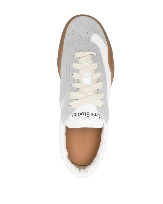 Acne White Panelled-Design Leather Sneakers