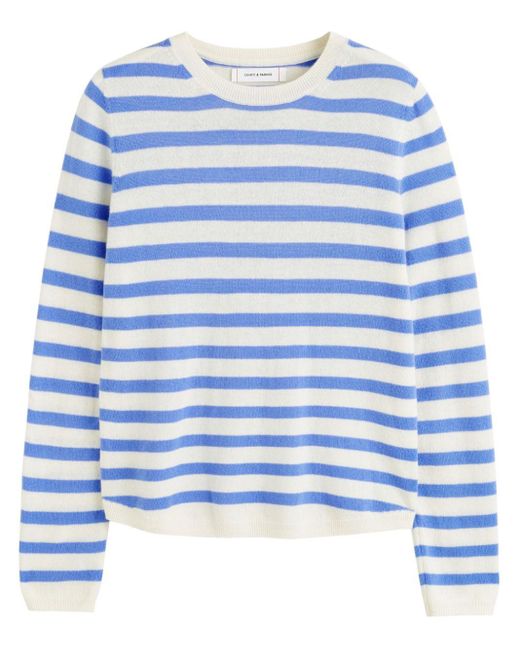 Chinti & Parker Blue Elbow-patch Striped Jumper
