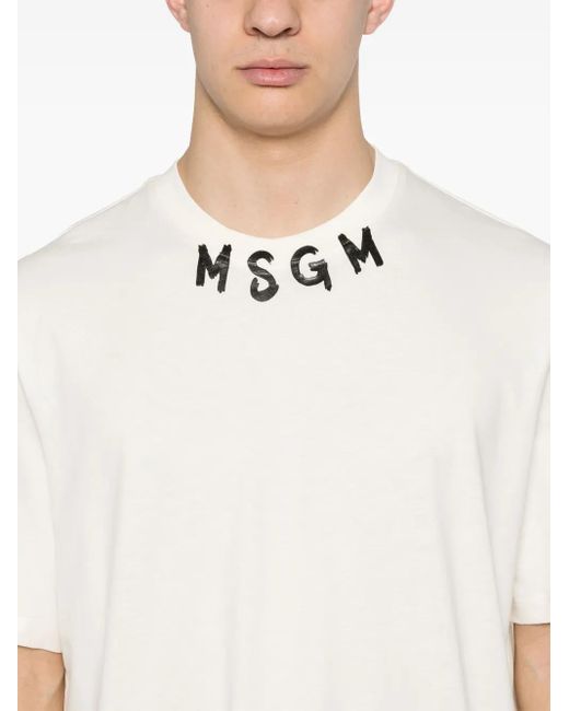 Camiseta Con Logo Estampado MSGM de hombre de color White