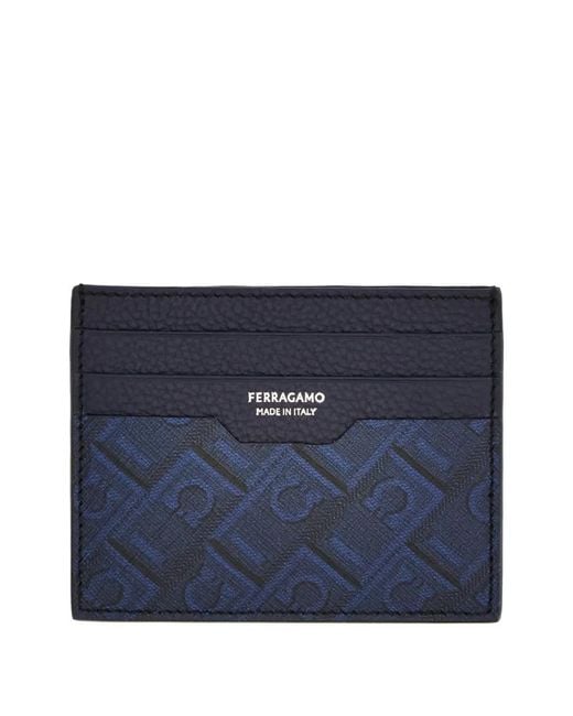Ferragamo Blue Monogram Credit-Card Holder for men