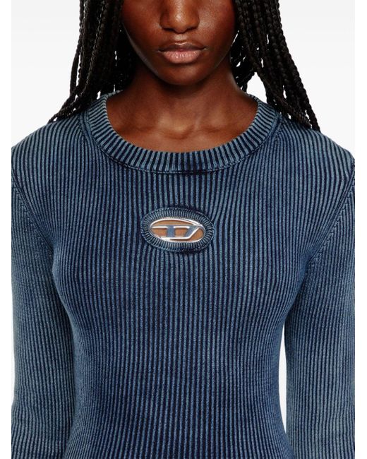 DIESEL Blue M-anchor-a Cut-out Ribbed Top