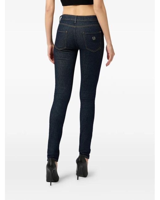 Philipp Plein Blue Belt-Loop Buttoned Jeans