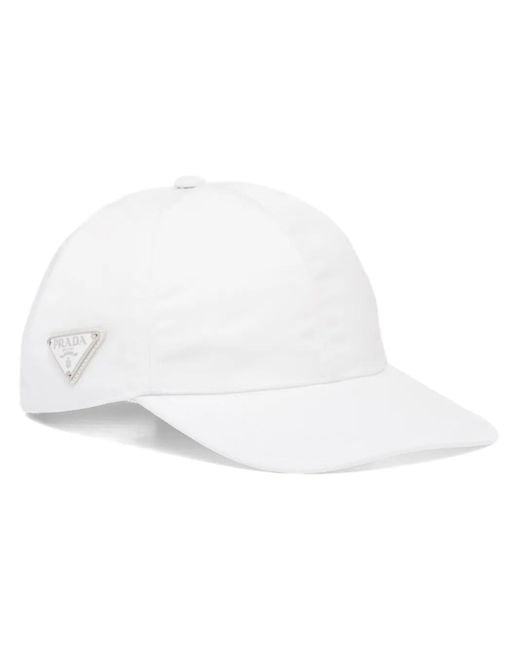 Prada White Logo-Plaque Nylon Baseball Cap for men