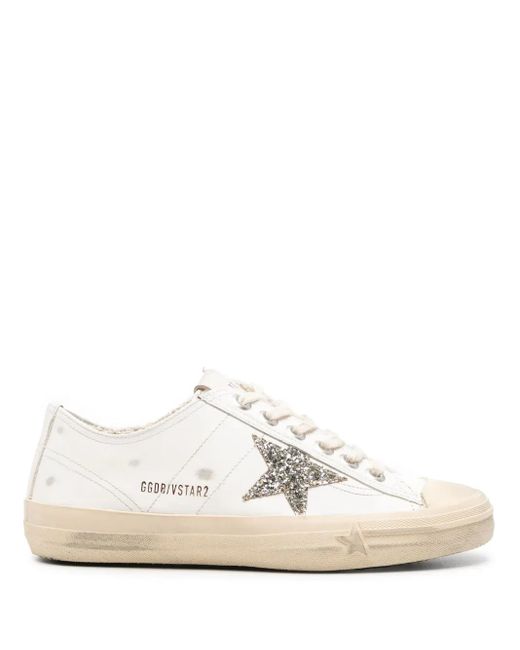 Golden Goose Deluxe Brand White V-Star 2 Sneakers Im Used-Look