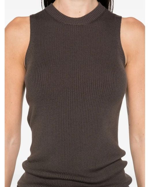 Rick Owens White Fine-Ribbed Tank Top