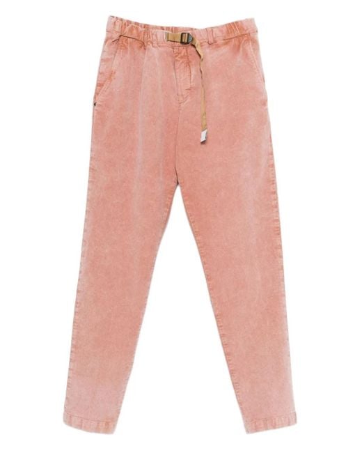 White Sand Red Washed-Out Corduroy Drawstring Trousers for men