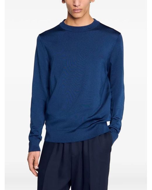 Sandro Blue Fine Knit Sweater for men