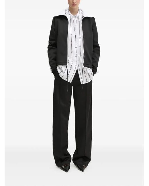 HUGO White Monogram-Print Striped Shirt