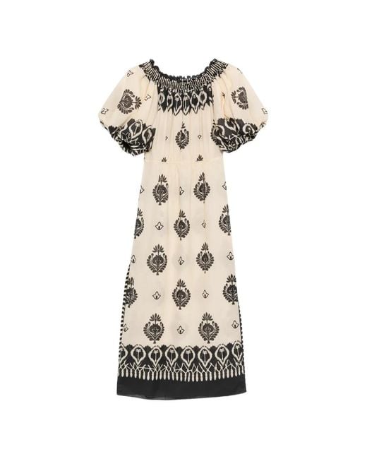 Johanna Ortiz White Harbor Hues Off-Shoulder Midi Dress