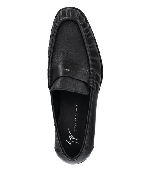 Giuseppe Zanotti Black Weeston Leather Moccasin Loafers for men