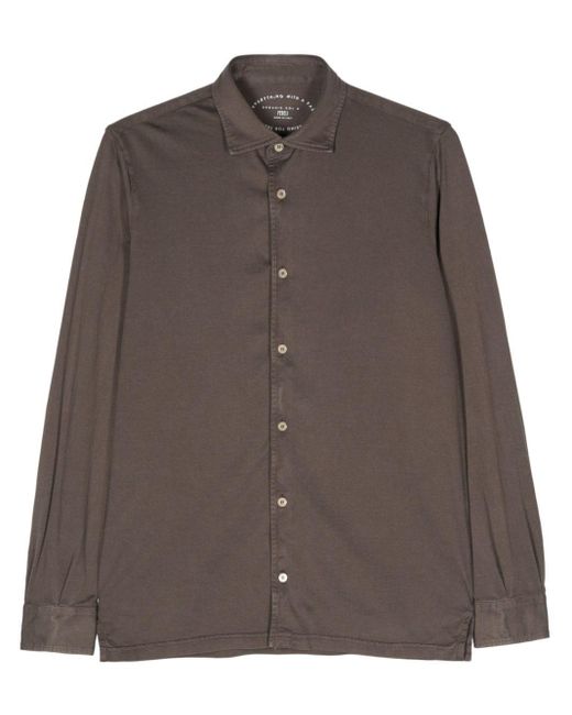 Fedeli Brown Long-sleeve Cotton Shirt for men