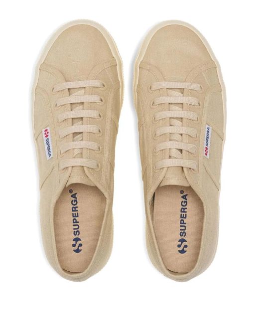 Superga Natural Platform Lace-Up Sneakers