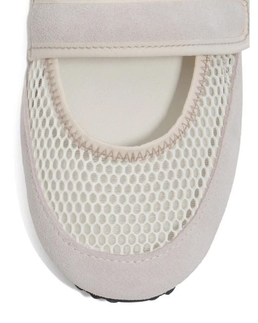 Bimba Y Lola White Touch-Strap Mesh Ballerina Shoes